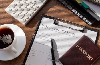 Flat lay visa application assortment _ Free Photo